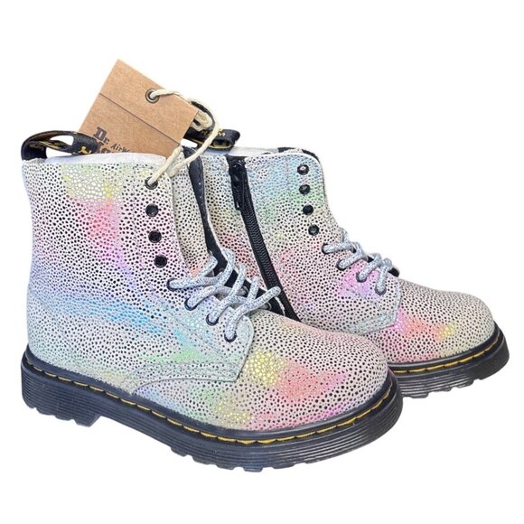 Dr. Martens Toddler 1460 Pascal Iridescent Lace-Up Boots Rainbow Kidray T 12 - Picture 7 of 16